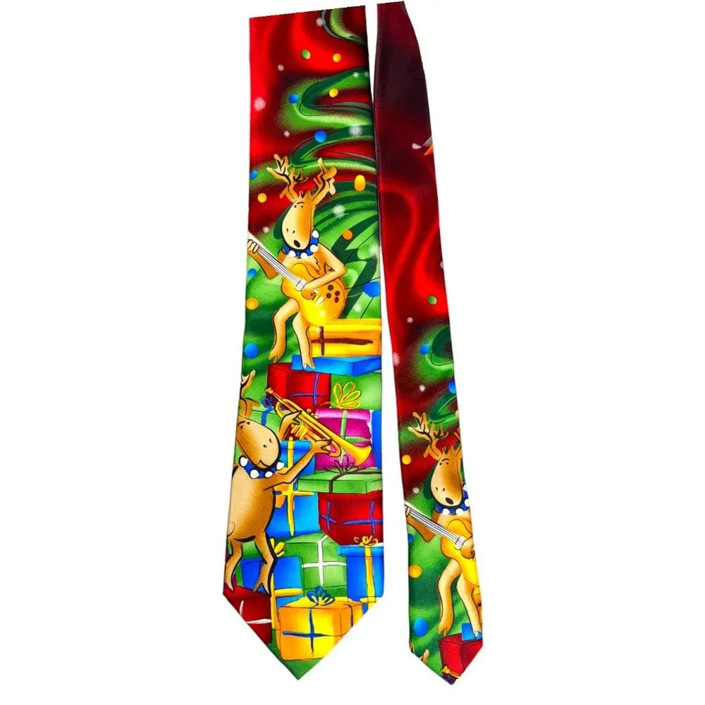 J. Garcia Dracula Claus Collection Sixty Christmas Men's Tie Reindeer & Gifts